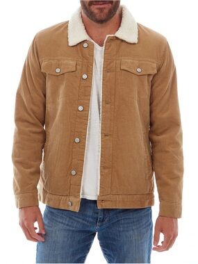 PX Clothing Jacket Mens Brown Corduroy Sherpa Lined Snap Front XXL Winter Fall